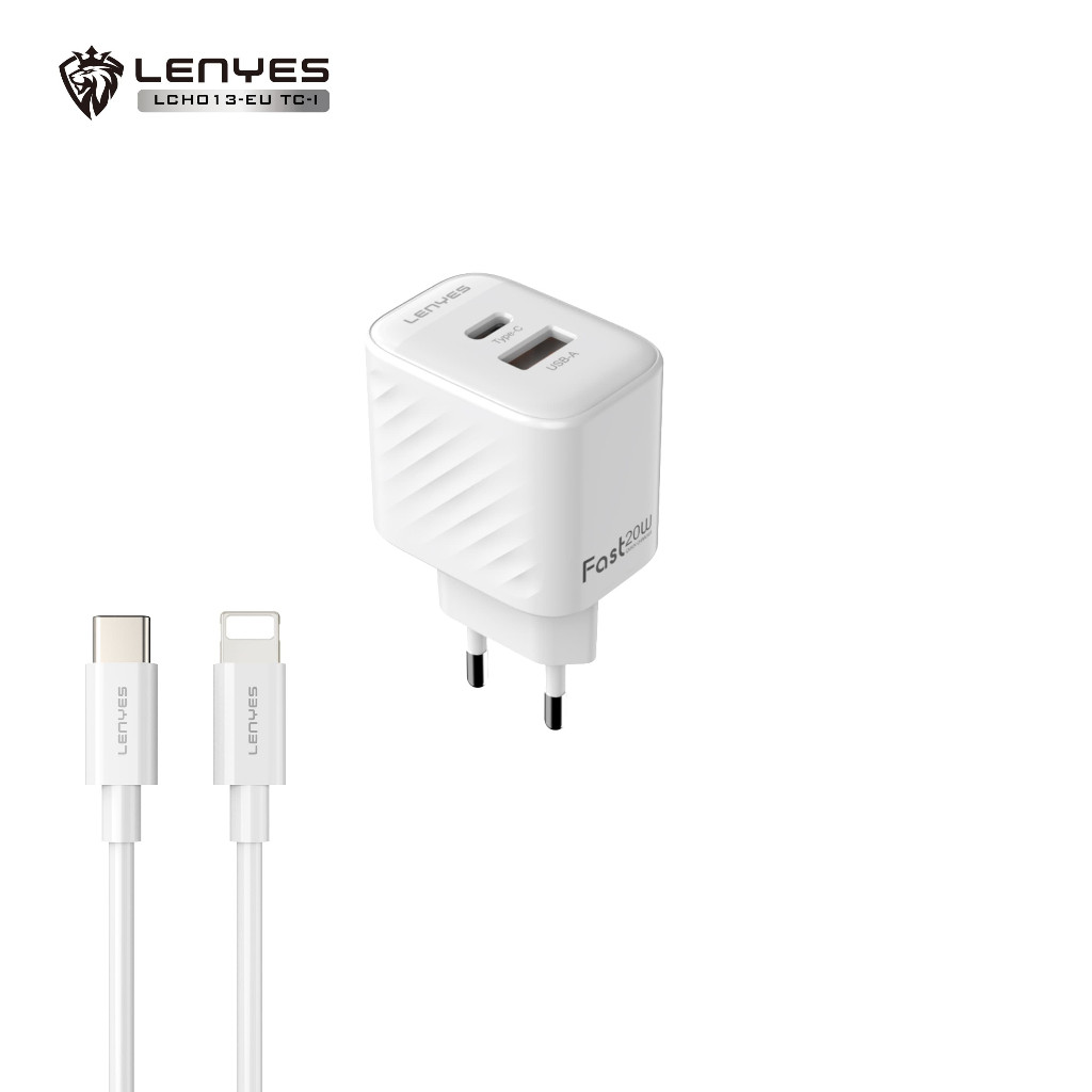 LENYES LCH013 20W Fast Charging Travel Charger 1 ชุด Dual Port USB และ Type C Charger Head Adapter พ