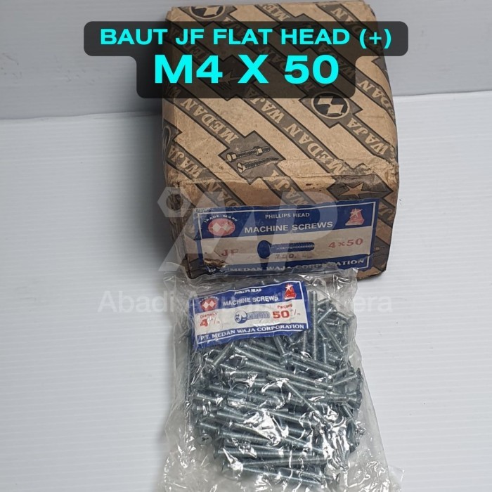 JF M4 x 50 สลักเกลียวหัวแบน ไขควง 4x50 มม. พร้อมเกลียวเต็ม (700 ชิ้น)