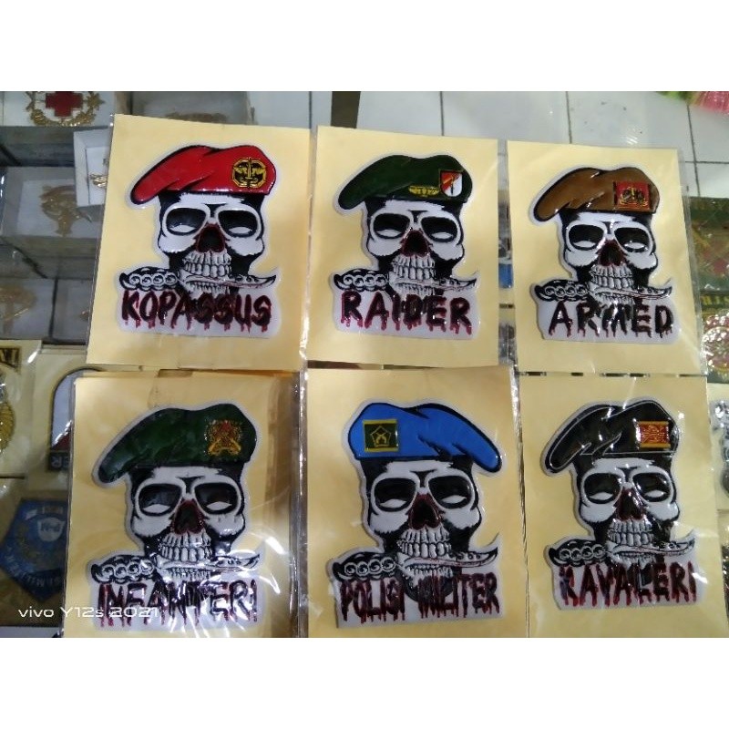 TNI-AD LOGO SKULL สติกเกอร์นูน MILITARY POLICE ARMED KAVALERI / สติ๊กเกอร์รถยนต์รถจักรยานยนต์