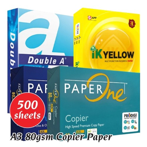 A3 80gsm กระดาษเครื่องถ่ายเอกสาร A3 กระดาษ Photostat A3 IK สีเหลือง A3 Double A3 PaperOne 80gsm A3 ก
