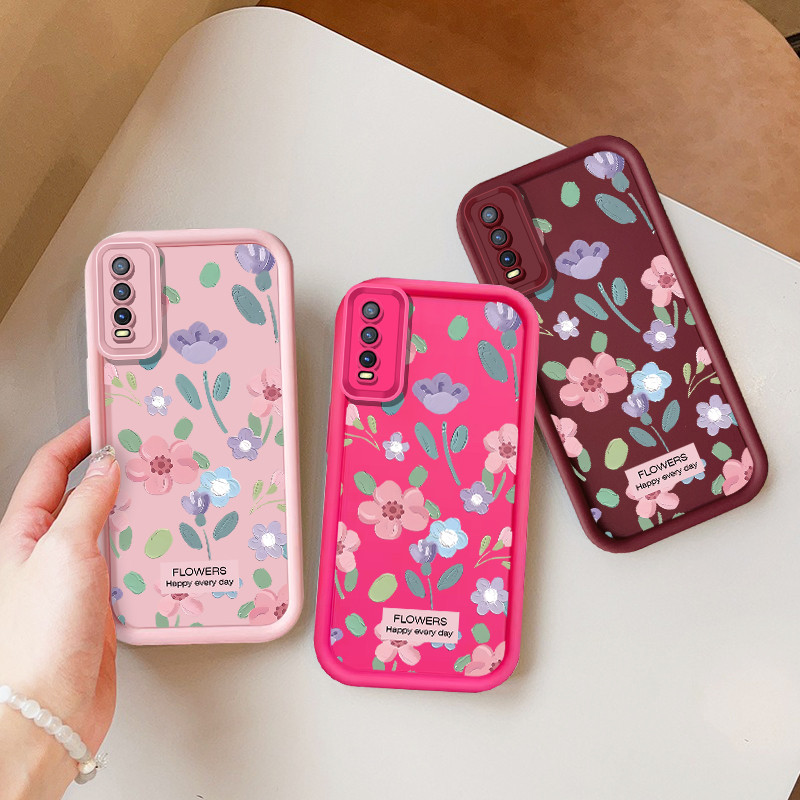 ภาพวาดสีน้ํามันดอกไม้เคสโทรศัพท์สําหรับ VIVO Y20 Y20i Y20A Y12S Y20T Y20s [G] V2026 V2027 V2028 V2029 V2032 V2033 V2042 V2043 Y21 Y33S Y21S Y21A Y33T T1X Y75 Y55 Y77 ฝาครอบโทรศัพท์มือถือกันกระแทก