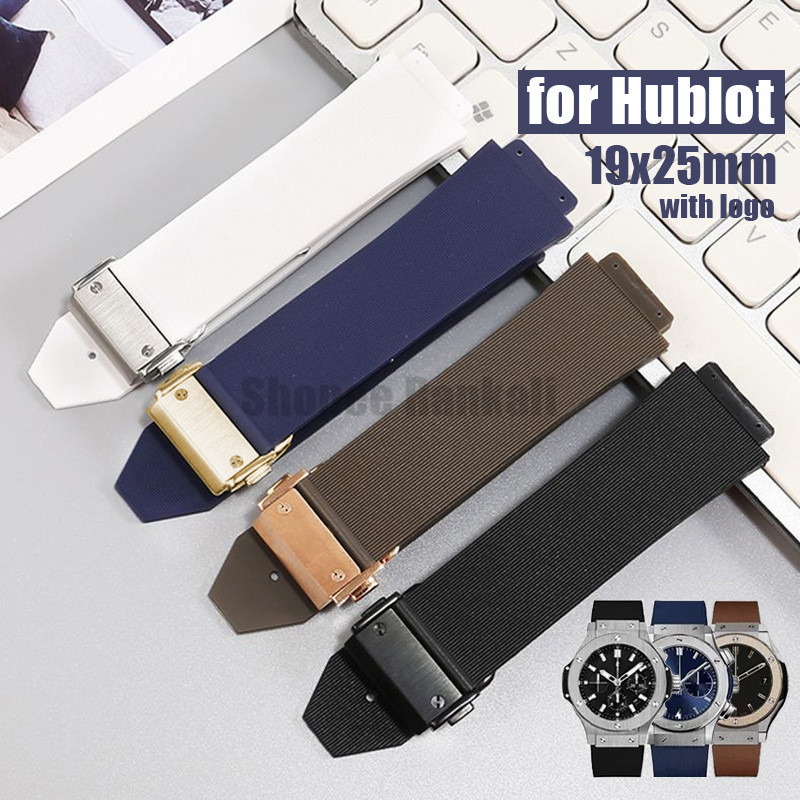 19x25 มม.สายนาฬิกาซิลิโคนสําหรับ Hublot Big Bang Classic Fusion Strap Soft Stripe สร้อยข้อมือยาง 22 มม.หัวเข็มขัดพับ