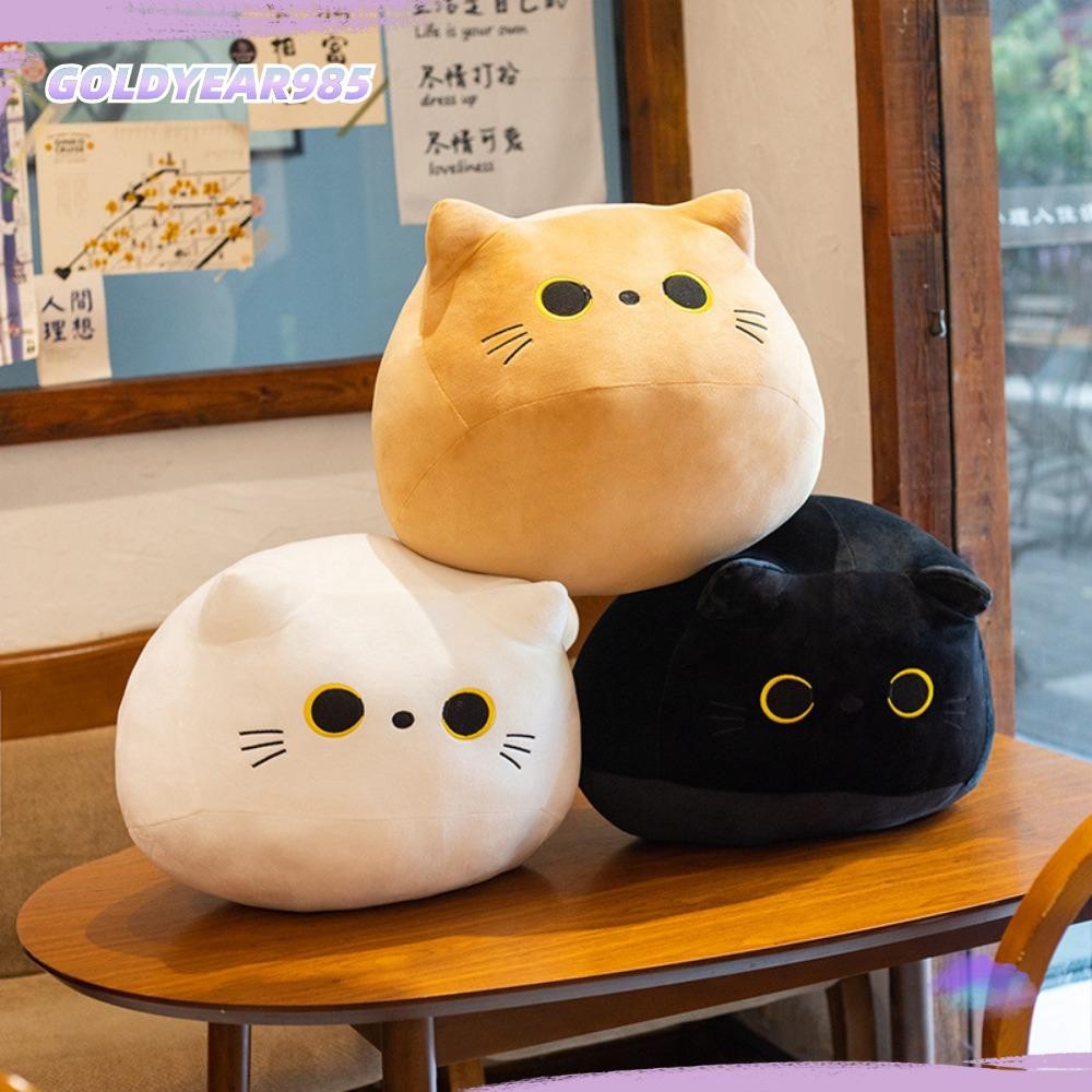 Goldyear985 Cuddly หมอนเบาะตุ๊กตา, 10/30 ซม.การ์ตูนหัวแมวสีดําหมอน Plush, Ins จี้ขนาดเล็กสาว