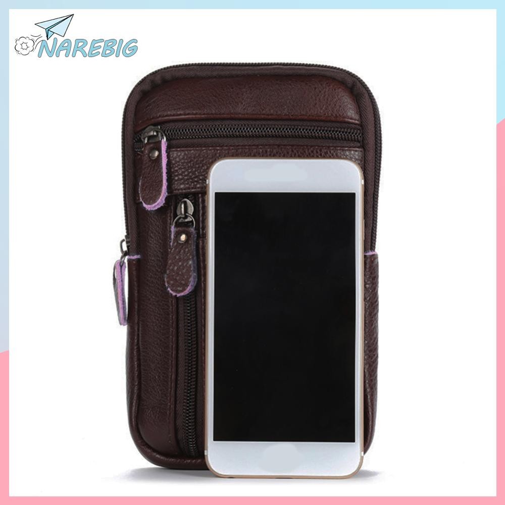 ส่งจากกรุงเทพ🚚 it Genuine Leather Men Shoulder Bag Business Casual Messenger Zip Phone Pouch ✿