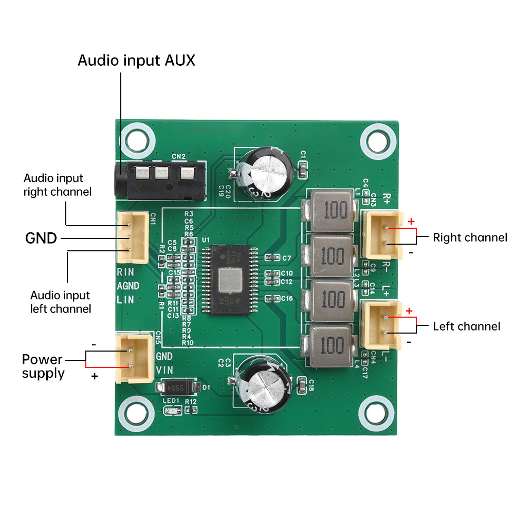 Tpa3116 DC5V-26V 50W + 50W 2.0 ช่องดิจิตอล Class-D สเตอริโอเครื่องขยายเสียง