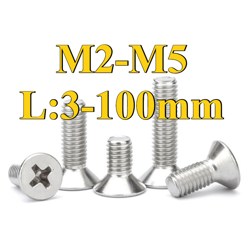 SUS316 Cross Countersunk Head Bolt M2/M2.5/M3/M4/M5 * L3-100mm [ZQ-DM] (Y10) (x10)