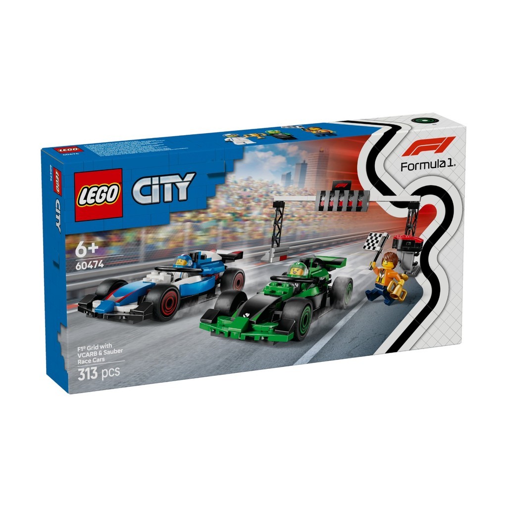 LEGO 60474 City F1 Grid พร้อม VCARB & Sauber Race Cars Building Toy Set (313 ชิ้น)