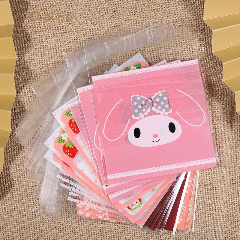 COD พร้อมส่งถุงฝากาว10*10cmคละลายถุง 100 ชิ้น Claire