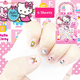 [Interesting] สติกเกอร์ติดเล็บ ลายการ์ตูนอนิเมะ Barbie Kawaii Princess KT Cat 6 ชิ้น ต่อชุด Diy