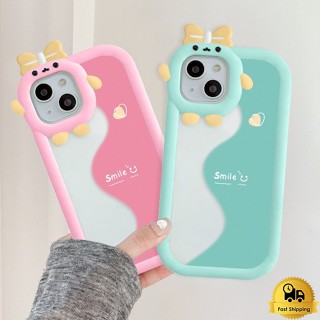 เคสโทรศัพท์คู่สำหรับไอโฟน 11 12 13 14 15 Pro Max XR 7 6 8 Plus X XS MAX รอยยิ้ม ธนูใหม่เลนส์สร้างสรรค์เคสมือถือ
