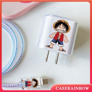 5 in 1 One Piece ลูฟี่ ชินจัง ฝาครอบปลั๊กชาร์จ จิบิ มารุโกะ สายเคเบิล USB สปริง ป้องกัน สายเคเบิลข้อมูล จัดระเบียบ ลวดผูก สายไฟ TPU เคสนิ่ม สําหรับ Type-C Android