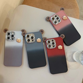 3D cute bear doll เคสไอโฟน11 แบบสี่เหลี่ยม เคสซิลิโคน iPhone13promax colour for iPhone11 12 13 14 7plus 7 8 plus se2020 se2023 Silicone cases camera protect girl case iPhone 13 12 11 14 Pro max xsmax xr xs cover iPhone13promax i14pm cases