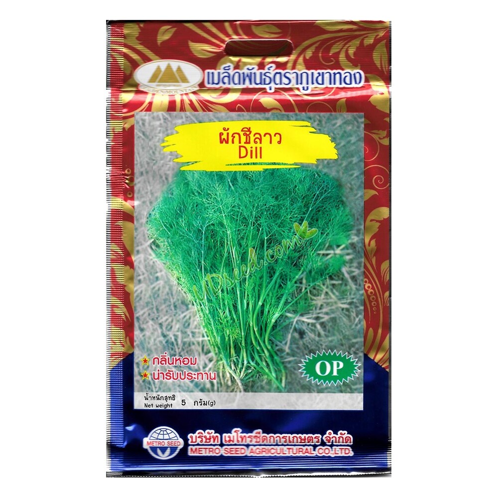เมล็ดผักชีลาว Dill MT/OP-016 เมล็ดพันธุ์ผักชีลาว เมล็ดพันธุ์ผัก เมล็ดผักสวนครัว ตราภูเขาทอง