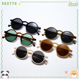 Nextth แว่นตากันแดด ทรงกลม สีดํา ป้องกัน UV400 สไตล์เรโทร สําหรับผู้หญิง