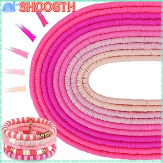 Shoogth ลูกปัดดินโพลิเมอร์ สีชมพู 6 มม. 10 เส้น สําหรับทําเครื่องประดับ สร้อยข้อมือ DIY 3600 ชิ้น