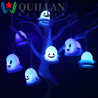 Quillan จี้เทียน LED รูปผี ขนาดเล็ก หลากสีสัน สําหรับแขวนตกแต่งปาร์ตี้ฮาโลวีน