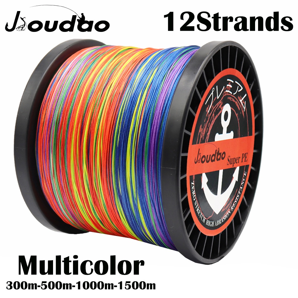12 Strands 300 M/500 M/1000 M/1500 M Super Strong PE สายถัก 40LB-205LB หลากสีตกปลาน้ําเค็มสาน Braid ลวด