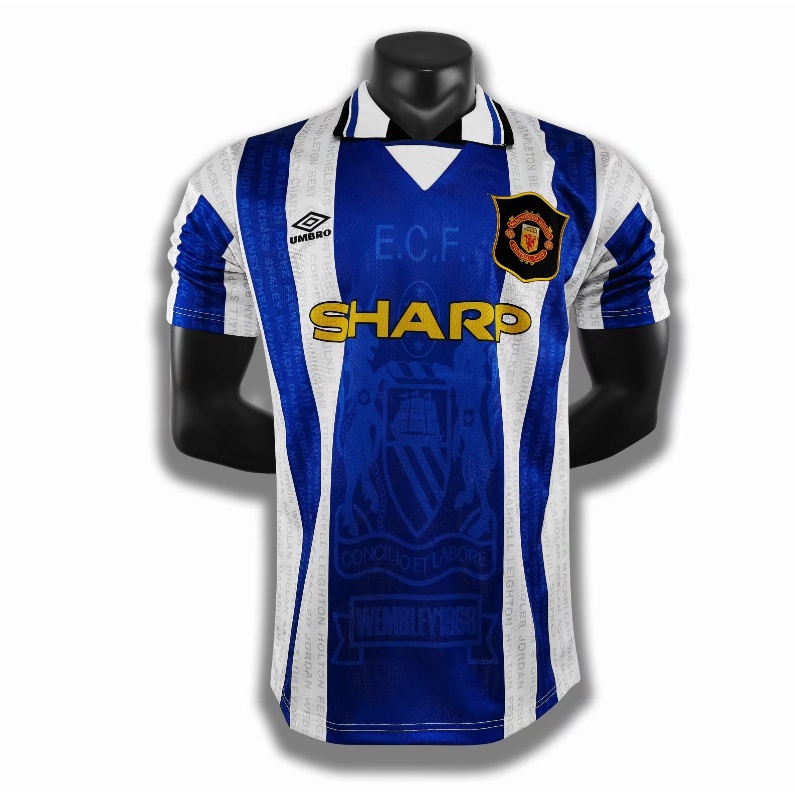 เสื้อกีฬาแขนสั้น ลายทีมชาติฟุตบอล Manchester United 3rd 94-96 ชุดเยือน สไตล์เรโทร คุณภาพสูง