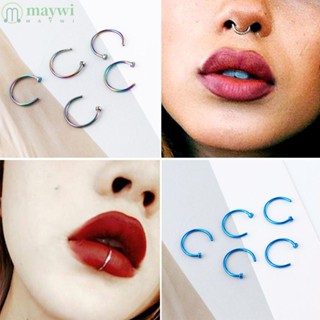 Maywi แหวนสเตนเลส เครื่องประดับร่างกาย เจาะริมฝีปากปลอม 5 ชิ้น