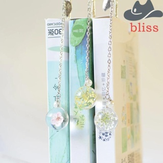 Bliss ที่คั่นหนังสือ จี้คริสตัล รูปดอกไม้แห้ง สไตล์วินเทจ สําหรับนักเรียน