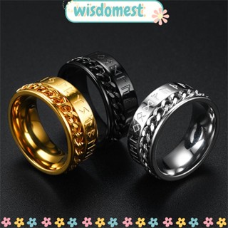 WISDOMEST แหวนเหล็กไทเทเนียม บรรเทาความเครียด สไตล์พังก์ โกธิค ฮิปฮอป