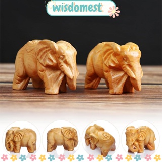 Wisdomest ฟิกเกอร์ไม้ รูปช้างนําโชค สําหรับตกแต่งบ้าน รถยนต์