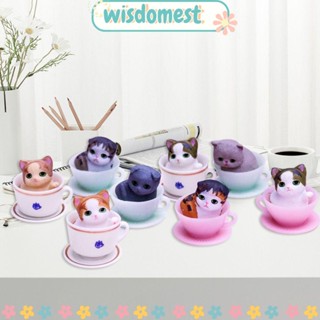 Wisdomest ถ้วยชา ลายการ์ตูนแมวน่ารัก ขนาดเล็ก สําหรับตกแต่งเค้ก 8 ชิ้น