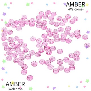 Amber ลูกปัดแก้วคริสตัลใส สีโปร่งใส สําหรับผู้หญิง 100 ชิ้น