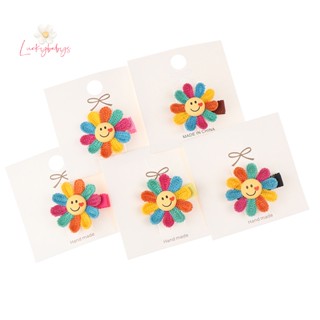 Luckybabys&gt; กิ๊บติดผม รูปดอกทานตะวันยิ้มน่ารัก สีสันสดใส สําหรับเด็กผู้หญิง ใหม่