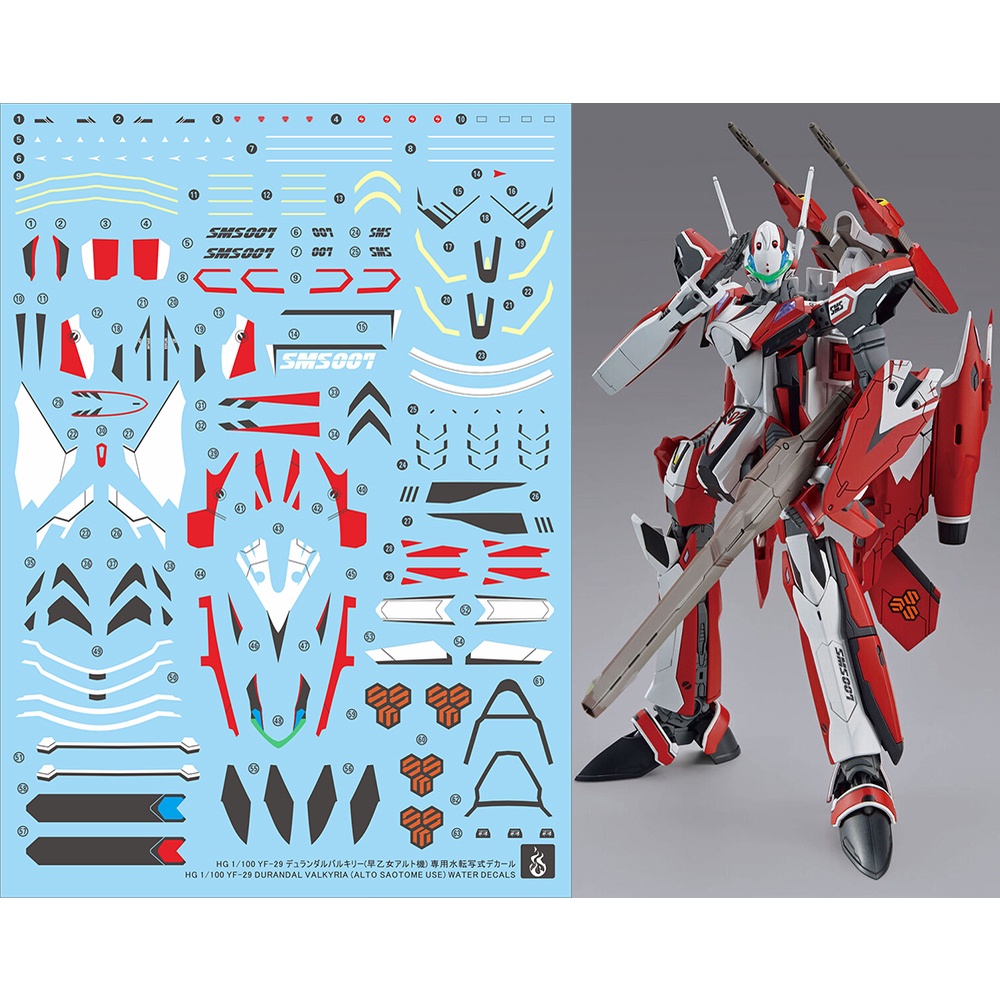 YAN water slide decal FOR HG 1/100 YF-29 durandal valkyria alto saotome