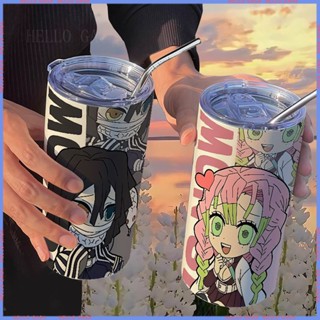 🥤Animation Peripheral Limited Water Cup🥤 กระติกน้ําร้อน สเตนเลส ลาย Demon Slayer Xiaobanai พร้อมหลอดดูด พกพาสะดวก คุณภาพสูง สําหรับผู้หญิง