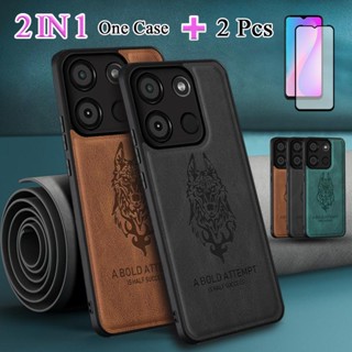 2 IN 1 เคสโทรศัพท์หนัง เซรามิค ทรงโค้ง พร้อมฟิล์มกันรอยหน้าจอ สําหรับ ITEL A60 A60S