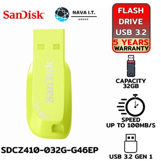 COINSคืน15%⚡FB9JMZV6⚡ SANDISK SDCZ410-032G-G46EP 32GB GREEN FLASH DRIVE ULTRA SHIFT USB 3.2 GEN 1 รับประกัน 5 ปี