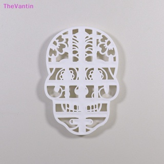 Thevantin แม่พิมพ์พลาสติก รูปหัวกะโหลก 3D กดได้ สําหรับทําคุกกี้ บิสกิต ช็อคโกแลต เค้ก