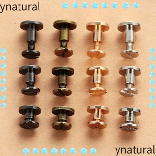 Ynatural สกรูหมุดทองเหลือง หัวกลม 5 6.5 8 มม. สําหรับยึดสายคล้องกระเป๋าเดินทาง 10 ชิ้น