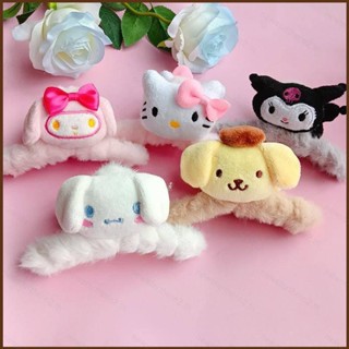 Ns2 กิ๊บติดผม ผ้ากํามะหยี่ขนนิ่ม ลาย Sanrio Hello Kitty mymelody Kuromi Stellalou Lotso strawberry bear Cinnamon Pikachu Pompom Purin