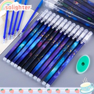 Solighter ปากกาเจล 0.5 มม. ลบได้ สีดํา ฟ้า สําหรับนักเรียน 12 ชิ้น ต่อชุด