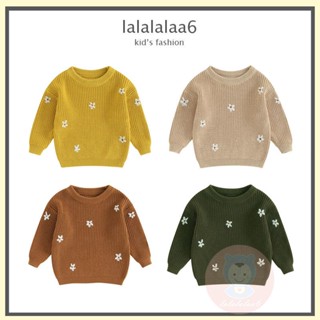 Laa6 เสื้อถักลําลอง แขนยาว ปักลายดอกไม้ ให้ความอบอุ่น สําหรับเด็กผู้หญิง