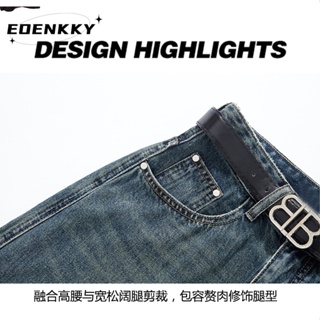 EOENKKY กางเกงขายาว กางเกงยีสน์ผู้หญิง ทรงหลวม ๆ ตรง Retro Hip Hop Pants 2023 NEW Style WNK2390T7T 37Z230912