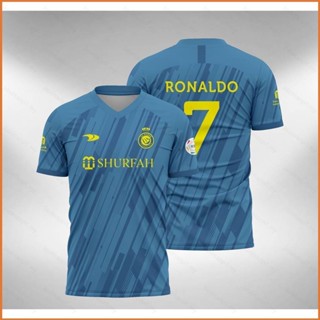 เสื้อกีฬาแขนสั้น ลายทีมชาติฟุตบอล Ronaldo No.7 Al Nassr Away 2022-2023 พลัสไซซ์ สําหรับผู้ชาย และผู้หญิง