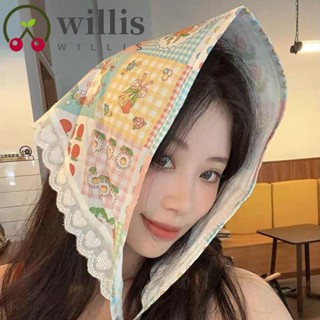 Willis ผ้าพันคอ ผ้าโพกหัว ทรงสามเหลี่ยม แต่งลูกไม้ หรูหรา สไตล์ฝรั่งเศส สําหรับผู้หญิง Y2K