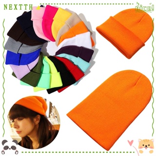 Nextth หมวกบีนนี่ลําลอง ผ้าถัก สีพื้น น่ารัก สําหรับผู้หญิง 18 สี