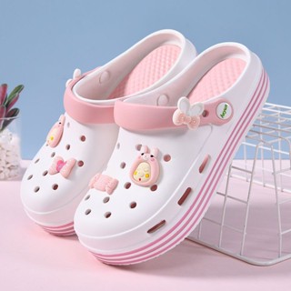 CROCS รองเท้าแตะแพลตฟอร์ม EVA สไตล์ฮาวาย เหมาะกับใส่กลางแจ้ง สําหรับผู้หญิง