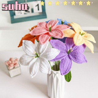 Suhuhd ช่อดอกลิลลี่ถักโครเชต์ แฮนด์เมด 43 ซม. DIY สําหรับตกแต่งบ้าน