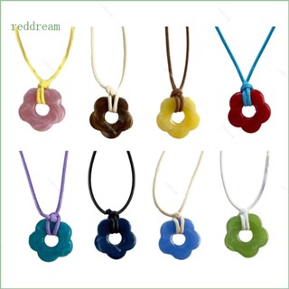 Redd สร้อยคอโชคเกอร์ จี้ดอกไม้ อะคริลิค กลวง สีแดง เครื่องประดับ สําหรับลําลอง หรือทางการ