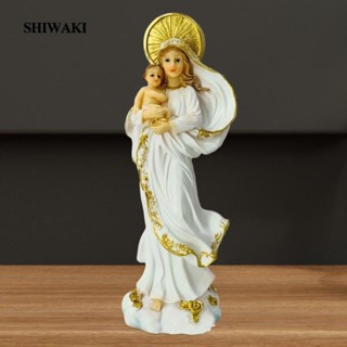 [Shiwaki] รูปปั้นประติมากรรมคาทอลิก Blessed Mary and Figure สําหรับตกแต่งบ้าน