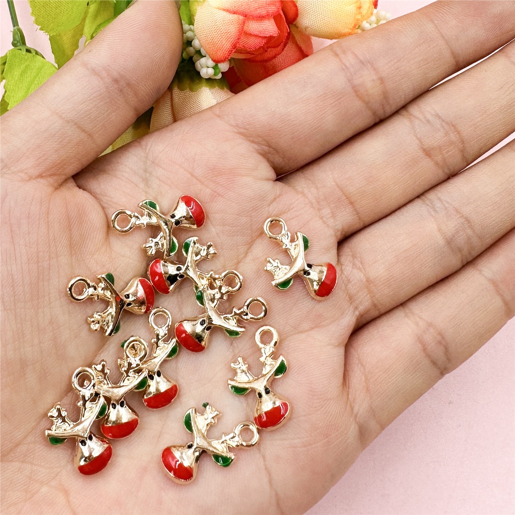 จี้ลูกปัดน้ํามัน อัลลอย แฮนด์เมด สําหรับทําเครื่องประดับ สร้อยคอ สร้อยข้อมือ ต้นคริสต์มาส DIY 10 ชิ้น