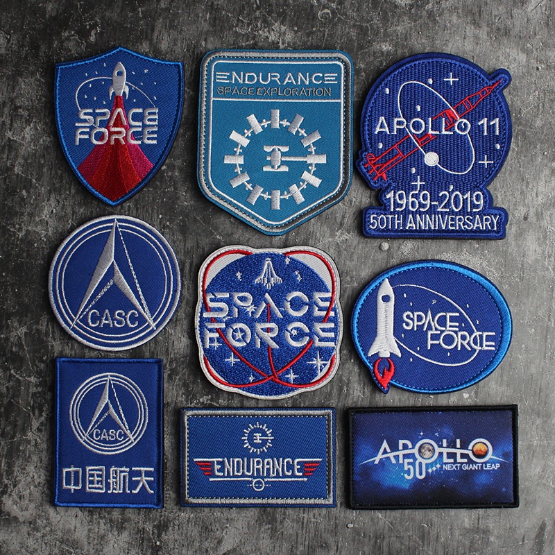 Badge Space Exploration Apollo ที่ระลึก 50th Anniversary 3D ปัก Velcro Armband ป้ายการบินเสื้อผ้าผ้า