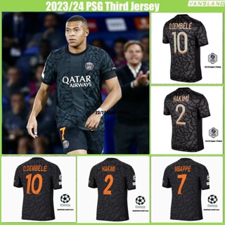 [FANS Version] เสื้อกีฬาแขนสั้น ลาย PSG Paris Saint-Germain third Shirt MARQUINHOS Neymar Mbappé Jersey with Ligue 1 &amp; UCL Patch