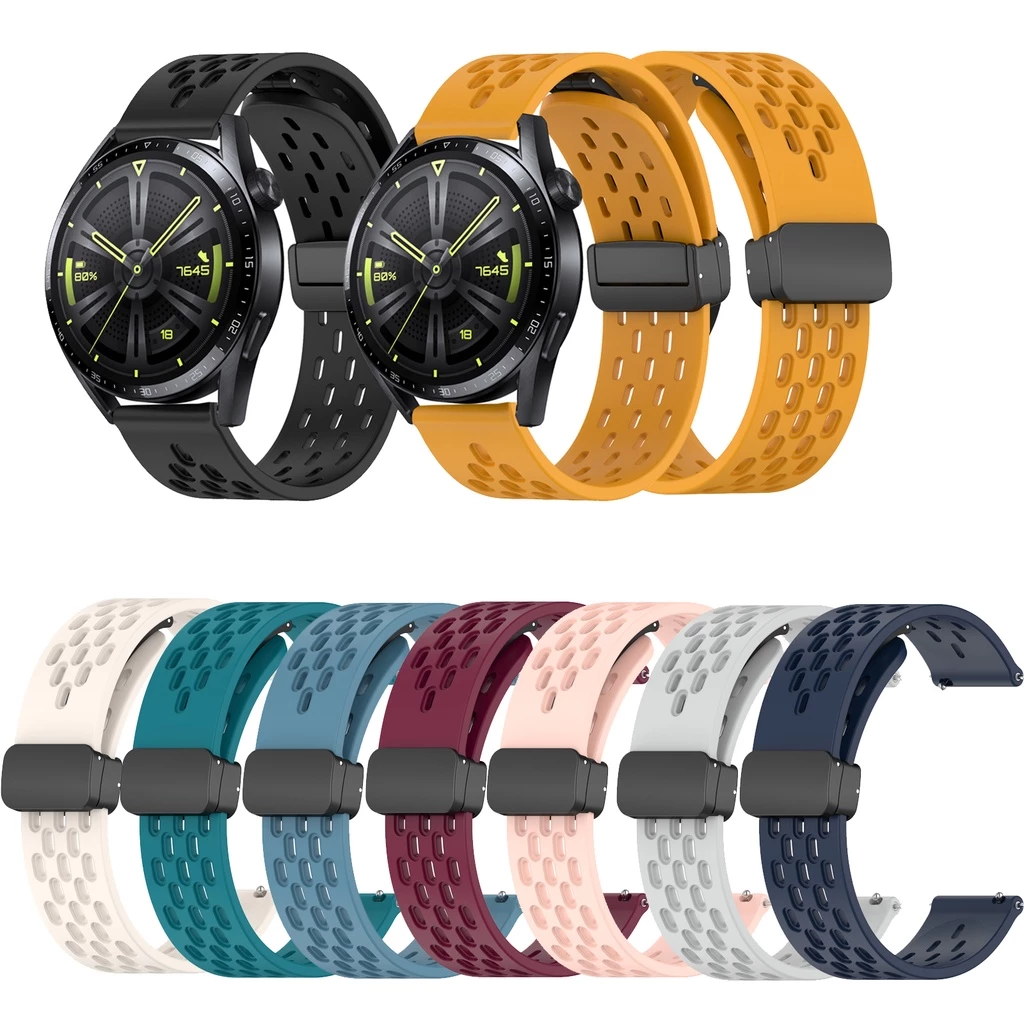 สายรัดซิลิโคนอ่อนนุ่มเข็มกลัดแม่เหล็กสําหรับ Huawei Watch Buds GT6 6 pro GT 2 3 4 5 6 GT2e GT3 SE GT2 Pro GT3 Pro GT4 Pro 43 มม.46 มม.42 มม.GT5 Pro